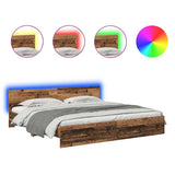 Bed Frame with Headboard Old Wood 200 x 200 cm Engineered Wood 3403601