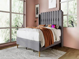 Upholstered Double with USB and Type-C Charging, Frame with Wooden Slatted Frame, Teenager N601P288478G