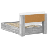 Bed Frame with Storage Grey Sonoma 120 x 190 cm Engineered Wood 3433841