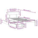 Bed Frame without Mattress White 90x200 cm Solid Wood Pine 3301509