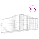 Arched Gabion Baskets 15 pcs 200x30x60/80 cm Galvanised Iron 3145401