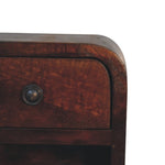 Extra Mini Curved Chestnut Bedside with Open Slot IN3891