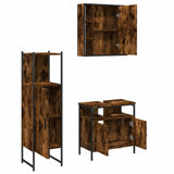 3 Piece Bathroom Cabinet Set Smoked Oak Engineered Wood 3214757
