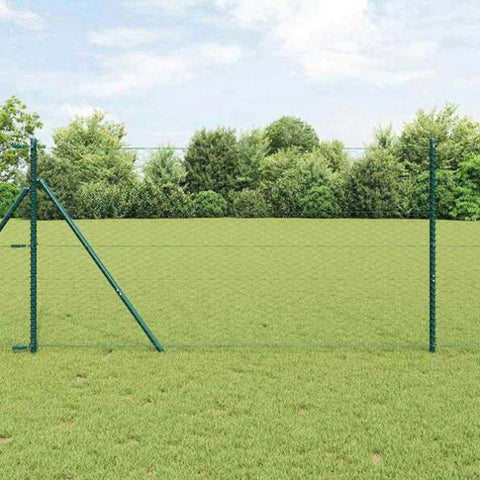 Fence with Posts Green 1.4 x 50 m PVC-coated steel 3352718