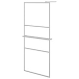 Walk-in Shower Wall with Shelf Chrome 90x195 cm ESG Glass&Aluminium 3185496