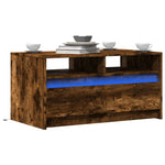 ZNTS Coffee Table with LED Lights Smoked Oak Engineered Wood 851995