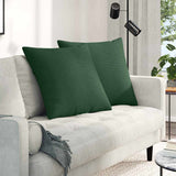 Sofa Pillows 2 pcs Dark Green 60 x 60 cm Corduroy Fabric 42014037