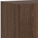 TV Wall Cabinet with LED Lights Brown Oak 60x35x31 cm 837279