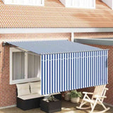 Retractable Awning Manual Blue and White 300 x 250 cm 3329913