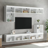 8 Piece TV Wall Units with LED White Engineered Wood 3216668