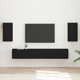TV Cabinet Set Wall-mounted 5 pcs Black Engineered Wood 3409070
