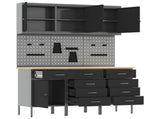 Work Cabinet 8 pcs Black and Grey Engineered Wood and Steel 3321446