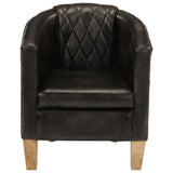 Tub Chair Grey Real Leather 359641