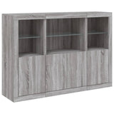 Sideboards with LED Lights 3 pcs Grey Sonoma Engineered Wood 3209112