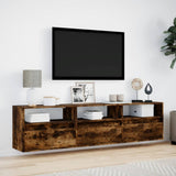 TV Wall Cabinet with LED Smoked Oak 180x31x45 cm 3307944