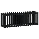 Garden Raised Bed with Fence Design Black 200x50x70 cm Solid Wood Pine 832514