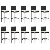 11 Piece Garden Bar Set with Cushions Black Poly Rattan 3203930