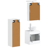 Bathroom Furniture Set 4 pcs White Engineered Wood and Glass 3407407