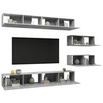 ZNTS 6 Piece TV Cabinet Set Concrete Grey Engineered Wood 3079148