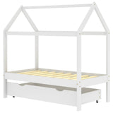 Kids Bed Frame with a Drawer White Solid Pine Wood 70x140 cm 322139