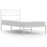 Metal Bed Frame without Mattress with Headboard White 90x200cm 355309
