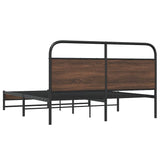 Metal Bed Frame without Mattress Brown Oak 160x200 cm 3318703