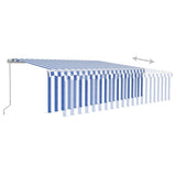 Manual Retractable Awning with Blind&LED 5x3m Blue&White 3069341