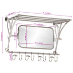 ZNTS Luggage Rack with Coat Hangers & Mirror Wall Mounted Aluminium 357830