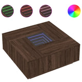 ZNTS Coffee Table with Infinity LED Brown Oak 100x100x40 cm 3284048