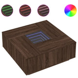 Coffee Table with Infinity LED Brown Oak 100x100x40 cm 3284048