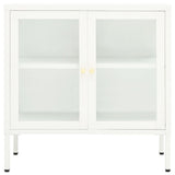 Sideboard White 70x35x70 cm Steel and Glass 336065