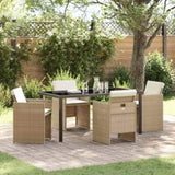 Garden Dining Set with Cushion 5 pcs Beige Poly Rattan 3379958