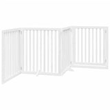 Dog Gate with Door Foldable 4 Panels White 320 cm Poplar Wood 352251