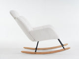 Soft Teddy Fabric Tufted Upholstered Rocking Chair Padded Seat with Headrest For Living Room W1397P227837