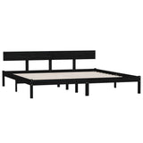 Bed Frame without Mattress Black Solid Wood Super King 810166