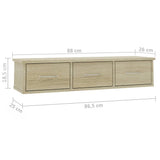 Wall-mounted Drawer Shelf Sonoma Oak 88x26x18.5 cm 800597