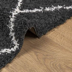 ZNTS Shaggy Rug PAMPLONA High Pile Modern Black and Cream 160x160 cm 375412