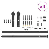 Sliding Door Hardware Kit 366 cm Steel Black 3295741