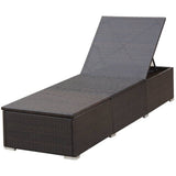 Sun Lounger with Cream White Cushion Poly Rattan Brown 317105