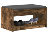 Hall Bench with Cushion with Shelf Smoked Oak 63 x 38 x 45 cm 891572
