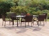 7 Piece Garden Dining Set Brown Poly Rattan 3156661