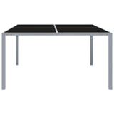Garden Table 130x130x72 cm Grey Steel and Glass 313086