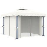 Gazebo with Curtain 3x3 m Cream White Aluminium 3053377