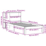 Bookcase Bed without Mattress 75x190 cm Small Single Solid Wood Pine 3322534