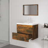 Bathroom Furniture Set Smoked Oak Engineered Wood 3152873