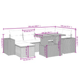 ZNTS 7 Piece Garden Sofa Set with Cushions Black Poly Rattan 3272736
