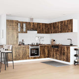 ZNTS 14 Piece Kitchen Cabinet Set Kalmar Smoked Oak Engineered Wood 3314976