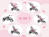 6 in 1 Kids Trike with Parent Handle, Canopy, 5-point Safety Belt, Storage, Footrest, Brake, for 1-5 T3398P348146