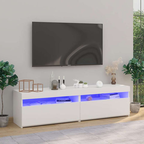 TV Cabinets 2 pcs with LED Lights White 75x35x40 cm 804392