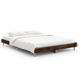 Bed Frame without Mattress Smoked Oak 135x190 cm Double Engineered Wood 832082